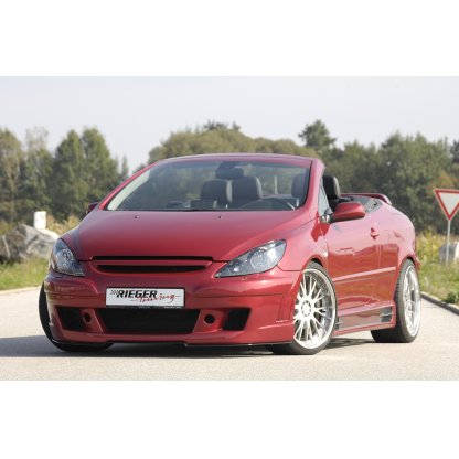 Rieger boční práh mont. strana levá pro Peugeot 307 convertible CC, sedan vč. faceliftu, r.v. 04/01-04/05, 05-05-, plast ABS s povrchovou úpravou Carbon-Look, s prolisem, s prolisem a dvěma výřezy