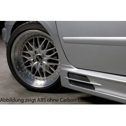 Rieger boční práh mont. strana levá pro Peugeot 307 convertible CC, sedan vč. faceliftu, r.v. 04/01-04/05, 05-05-, plast ABS s povrchovou úpravou Carbon-Look, s prolisem, s prolisem a dvěma výřezy