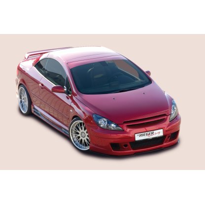 Rieger boční práh mont. strana levá pro Peugeot 307 convertible CC, sedan vč. faceliftu, r.v. 04/01-04/05, 05-05-, plast ABS s povrchovou úpravou Carbon-Look, s prolisem, s prolisem a dvěma výřezy