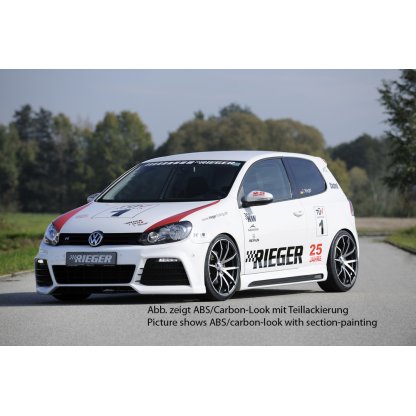Rieger boční práh mont. strana levá pro Volkswagen Golf 6 vč. GTD, GTI 3-dvéř., 5-dvéř., kabriolet, variant, plast ABS bez povrchové úpravy, s prolisem a výřezem