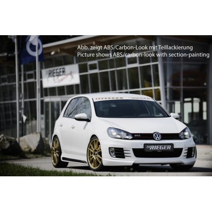 Rieger boční práh mont. strana levá pro Volkswagen Golf 6 vč. GTD, GTI 3-dvéř., 5-dvéř., kabriolet, variant, plast ABS s povrchovou úpravou Carbon-Look, s prolisem a výřezem