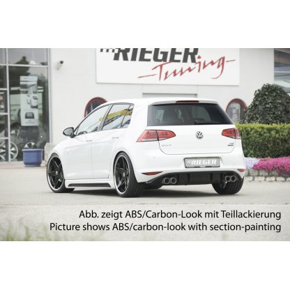 Rieger boční práh mont. strana levá pro Volkswagen Golf 7 vč. GTD, GTI, R 3-dvéř., 5-dvéř., r.v. 04/13-, 06/13-, 10/12-, 12/13-, plast ABS s povrchovou úpravou Carbon-Look, s prolisem a výřezem