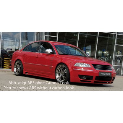 Rieger boční práh mont. strana levá pro Volkswagen Passat 3B, 3BG combi, sedan, plast ABS s povrchovou úpravou Carbon-Look, s prolisem a výřezem