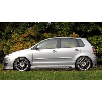 Rieger boční práh mont. strana levá pro Volkswagen Polo 5 9N 3-dvéř., 5-dvéř. po faceliftu, r.v. 00/06-, 10/01-03, plast ABS bez povrchové úpravy, s prolisem a výřezem