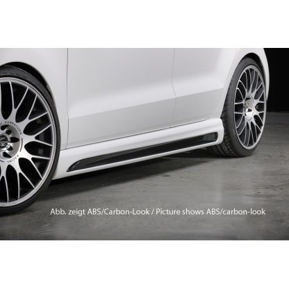 Rieger boční práh mont. strana levá pro Volkswagen Polo 6 6R, GTI 3-dvéř., 5-dvéř. vč. faceliftu, r.v. 02/14-, 04/09-01/14, 05/10-, 05/10-01/14, plast ABS bez povrchové úpravy, s prolisem a výřezem