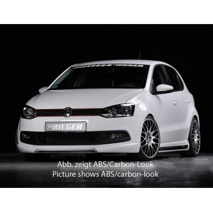 Rieger boční práh mont. strana levá pro Volkswagen Polo 6 6R, GTI 3-dvéř., 5-dvéř. vč. faceliftu, r.v. 02/14-, 04/09-01/14, 05/10-, 05/10-01/14, plast ABS bez povrchové úpravy, s prolisem a výřezem