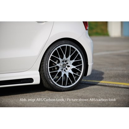 Rieger boční práh mont. strana levá pro Volkswagen Polo 6 6R, GTI 3-dvéř., 5-dvéř. vč. faceliftu, r.v. 02/14-, 04/09-01/14, 05/10-, 05/10-01/14, plast ABS bez povrchové úpravy, s prolisem a výřezem