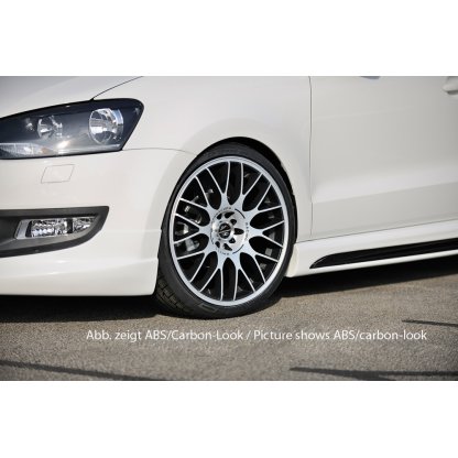 Rieger boční práh mont. strana levá pro Volkswagen Polo 6 6R, GTI 3-dvéř., 5-dvéř. vč. faceliftu, r.v. 02/14-, 04/09-01/14, 05/10-, 05/10-01/14, plast ABS bez povrchové úpravy, s prolisem a výřezem