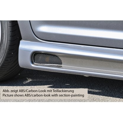 Rieger boční práh mont. strana levá pro Volkswagen Touran 1T van vč. faceliftu, r.v. 03/03-10/06, 11/06-, plast ABS s povrchovou úpravou Carbon-Look, s prolisem a výřezem
