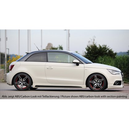 Rieger boční práh mont. strana pravá pro Audi A1 8X 3-dvéř., 5-dvéř. (sportback) vč. faceliftu, r.v. 02/15-, 08/10-12/14, plast ABS bez povrchové úpravy, s prolisem a výřezem