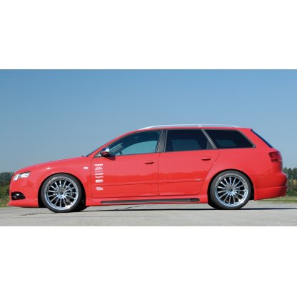 Rieger boční práh mont. strana pravá pro Audi A4 8E avant, sedan po faceliftu, r.v. 11/00-10/04, 11/04-, plast ABS s povrchovou úpravou Carbon-Look, s prolisem a výřezem