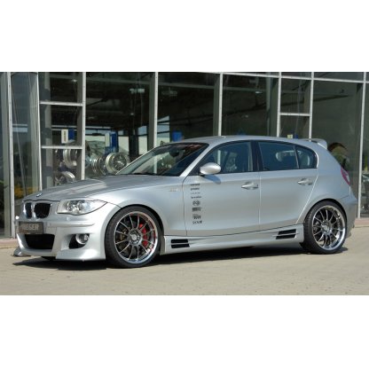 Rieger boční práh mont. strana pravá pro BMW řada 1 E87 4-dvéř., sedan vč. faceliftu, r.v. 04/07-08/11, 09/04-03/07, plast ABS bez povrchové úpravy, s prolisem, s prolisem a dvěma výřezy