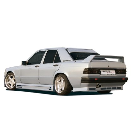 Rieger boční práh mont. strana pravá pro Mercedes 190 W201 sedan, plast ABS bez povrchové úpravy, s prolisem, s prolisem a dvěma výřezy, r.v. do 1989
