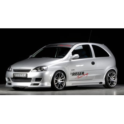 Rieger boční práh mont. strana pravá pro Opel Corsa C 3-dvéř. vč. faceliftu, r.v. 06/03-, 09/00-05/03, plast ABS bez povrchové úpravy, s prolisem a výřezem