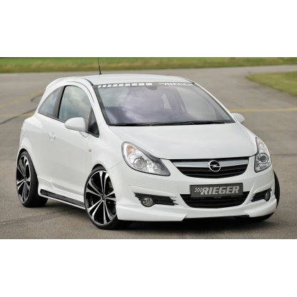 Rieger boční práh mont. strana pravá pro Opel Corsa D 3-dvéř. vč. faceliftu, r.v. 01/11-, 07/06-12/10, plast ABS s povrchovou úpravou Carbon-Look, s prolisem a výřezem