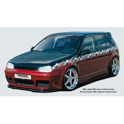 Rieger boční práh mont. strana pravá pro Volkswagen Golf 4 1J 3-dvéř., 5-dvéř., combi, r.v. 10/97-03, plast ABS s povrchovou úpravou Carbon-Look, s prolisem a výřezem