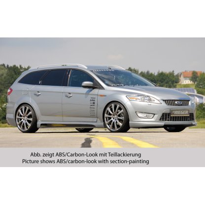 Rieger boční práh SG-Design mont. strana levá pro Ford Mondeo BA7 combi, fastback, sedan vč. faceliftu, r.v. 03/07-09/10, 10/10-09/14, plast ABS s povrchovou úpravou Carbon-Look, s prolisem a výřezem