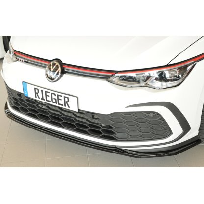 Rieger lipa pod přední nárazník pouze pro GTI / GTD / GTE pro Volkswagen Golf 8 GTI 5-dvéř., 08/20-, plast ABS lakovaný do černé lesklé barvy
