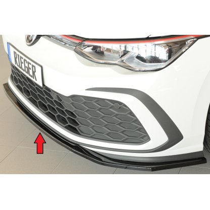 Rieger lipa pod přední nárazník pouze pro GTI / GTD / GTE pro Volkswagen Golf 8 GTI 5-dvéř., 08/20-, plast ABS lakovaný do černé lesklé barvy