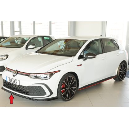 Rieger lipa pod přední nárazník pouze pro GTI / GTD / GTE pro Volkswagen Golf 8 GTI 5-dvéř., 08/20-, plast ABS lakovaný do černé lesklé barvy