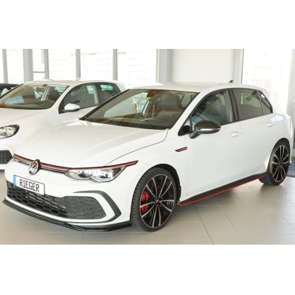 Rieger lipa pod přední nárazník pouze pro GTI / GTD / GTE pro Volkswagen Golf 8 GTI 5-dvéř., 08/20-, plast ABS lakovaný do černé lesklé barvy