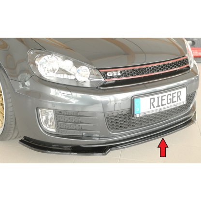 Rieger lipa pod přední nárazník pouze pro GTI / GTD pro Volkswagen Golf 6 GTI kabriolet, plast ABS lakovaný do černé lesklé barvy