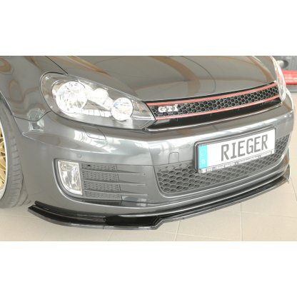 Rieger lipa pod přední nárazník pouze pro GTI / GTD pro Volkswagen Golf 6 GTI kabriolet, plast ABS lakovaný do černé lesklé barvy