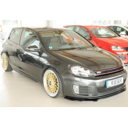 Rieger lipa pod přední nárazník pouze pro GTI / GTD pro Volkswagen Golf 6 GTI kabriolet, plast ABS lakovaný do černé lesklé barvy
