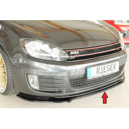 Rieger lipa pod přední nárazník pouze pro GTI / GTD pro Volkswagen Golf 6 GTI kabriolet, plast ABS lakovaný do černé lesklé barvy
