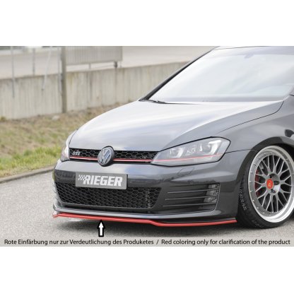 Rieger lipa pod přední nárazník pouze pro GTI / GTD pro Volkswagen Golf 7 GTD, GTI 3-dvéř., 5-dvéř. před faceliftem, 04/13-12/16, 06/13-12/16, plast ABS lakovaný do černé lesklé barvy