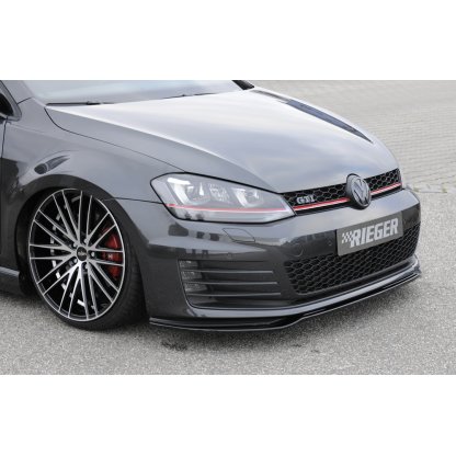 Rieger lipa pod přední nárazník pouze pro GTI / GTD pro Volkswagen Golf 7 GTD, GTI 3-dvéř., 5-dvéř. před faceliftem, 04/13-12/16, 06/13-12/16, plast ABS lakovaný do černé lesklé barvy