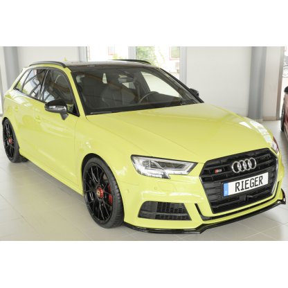 Rieger lipa pod přední nárazník pro Audi A3 8V 3-dvéř. (hatchback 8V1), 5-dvéř. (sportback 8VA) po faceliftu, 09/16-, plast ABS lakovaný do černé lesklé barvy