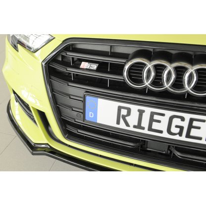 Rieger lipa pod přední nárazník pro Audi A3 8V 3-dvéř. (hatchback 8V1), 5-dvéř. (sportback 8VA) po faceliftu, 09/16-, plast ABS lakovaný do černé lesklé barvy