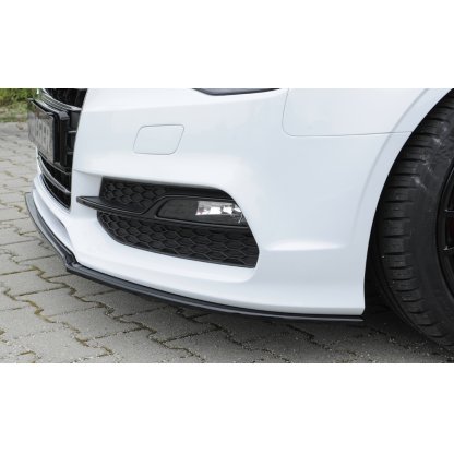 Rieger lipa pod přední nárazník pro Audi A3 S3 8V 3-dvéř. (convertible 8V7), 5-dvéř. (sedan 8VS) před faceliftem, 05/13-08/16, plast ABS lakovaný do černé lesklé barvy