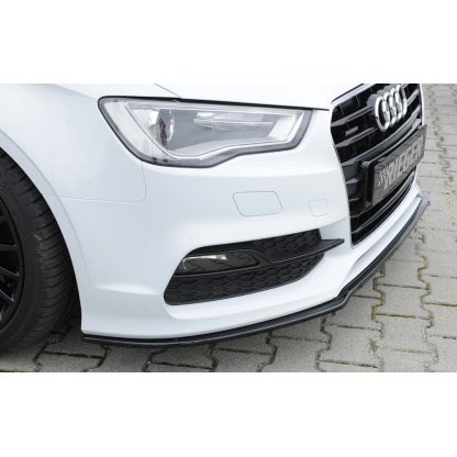 Rieger lipa pod přední nárazník pro Audi A3 S3 8V 3-dvéř. (convertible 8V7), 5-dvéř. (sedan 8VS) před faceliftem, 05/13-08/16, plast ABS lakovaný do černé lesklé barvy