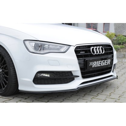 Rieger lipa pod přední nárazník pro Audi A3 S3 8V 3-dvéř. (convertible 8V7), 5-dvéř. (sedan 8VS) před faceliftem, 05/13-08/16, plast ABS lakovaný do černé lesklé barvy
