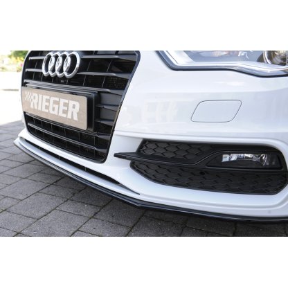 Rieger lipa pod přední nárazník pro Audi A3 S3 8V 3-dvéř. (hatchback 8V1), 5-dvéř. (sportback 8VA) před faceliftem, 05/13-08/16, plast ABS lakovaný do černé lesklé barvy