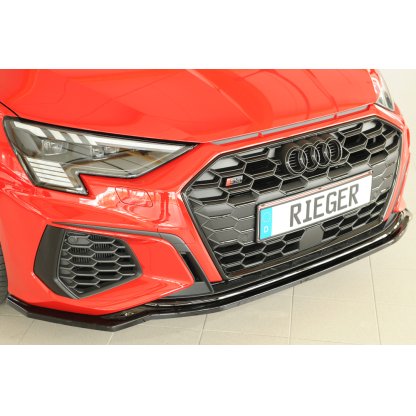 Rieger lipa pod přední nárazník pro Audi A3 S3 GY 5-dvéř. (sedan), 07/20-, plast ABS lakovaný do černé lesklé barvy