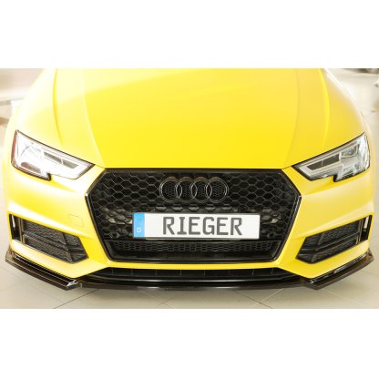 Rieger lipa pod přední nárazník pro Audi A4 S4 B9, F4 avant, 08/15-07/18, plast ABS lakovaný do černé lesklé barvy