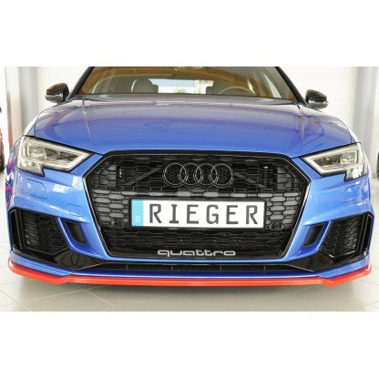 Rieger lipa pod přední nárazník pro Audi RS3 8V 5-dvéř. (sedan 8VS / 8VM), 5-dvéř. (sportback 8VA / 8VF) po faceliftu, 02/17-, plast ABS bez povrchové úpravy