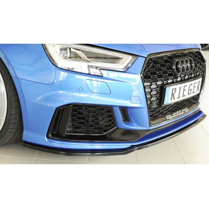Rieger lipa pod přední nárazník pro Audi RS3 8V 5-dvéř. (sedan 8VS / 8VM), 5-dvéř. (sportback 8VA / 8VF) po faceliftu, 02/17-, plast ABS lakovaný do černé lesklé barvy