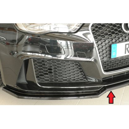 Rieger lipa pod přední nárazník pro Audi RS3 8V 5-dvéř. (sportback 8VA / 8VF), 04/15-01/17, plast ABS lakovaný do černé lesklé barvy