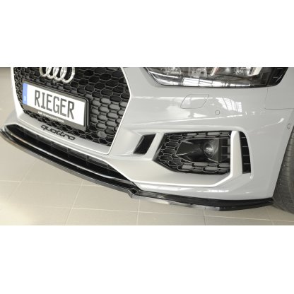 Rieger lipa pod přední nárazník pro Audi RS5 B9, F5 kupé, 03/17-02/20, plast ABS lakovaný do černé lesklé barvy