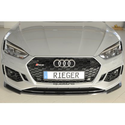 Rieger lipa pod přední nárazník pro Audi RS5 B9, F5 kupé, 03/17-02/20, plast ABS lakovaný do černé lesklé barvy