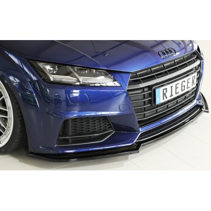 Rieger lipa pod přední nárazník pro Audi TT 8J-FV, 8S kupé, roadster vč. faceliftu, 07/14-08/18, 09/18-, plast ABS lakovaný do černé lesklé barvy