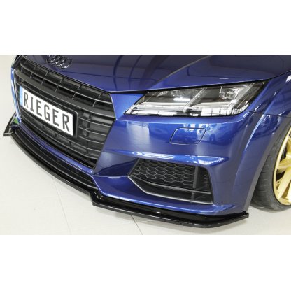 Rieger lipa pod přední nárazník pro Audi TT 8J-FV, 8S kupé, roadster vč. faceliftu, 07/14-08/18, 09/18-, plast ABS lakovaný do černé lesklé barvy