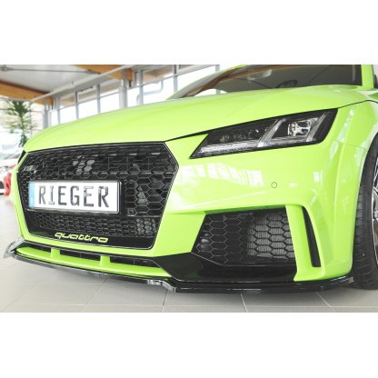 Rieger lipa pod přední nárazník pro Audi TT RS 8J, 8J1-FV, 8S kupé, roadster před faceliftem, 05/16-08/18, plast ABS lakovaný do černé lesklé barvy