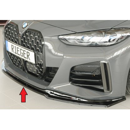 Rieger lipa pod přední nárazník pro BMW i4 M G26 gran coupe (5-dvéř.), plast ABS lakovaný do černé lesklé barvy