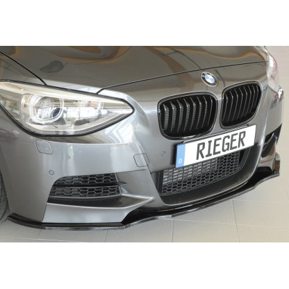 Rieger lipa pod přední nárazník pro BMW řada 1 F20, F21 sedan / 2-dvéř., sedan / 4-dvéř. před faceliftem, 09/11-03/2015, 09/12-03/2015, plast ABS lakovaný do černé lesklé barvy