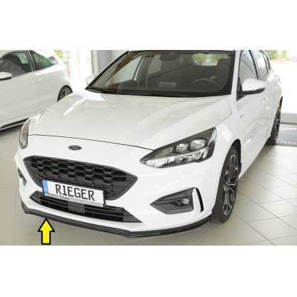 Rieger lipa pod přední nárazník pro Ford Focus 4 DEH, ST 5-dvéř. (combi), 5-dvéř. (hatchback), 5-dvéř. (sedan), 06/19-, 09/18-, plast ABS lakovaný do černé lesklé barvy